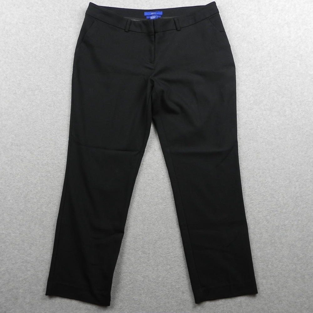 Apt 9 Pants Womens 12P Torie Dress Slacks Suit Stretch‎ Flex Flat Front Black